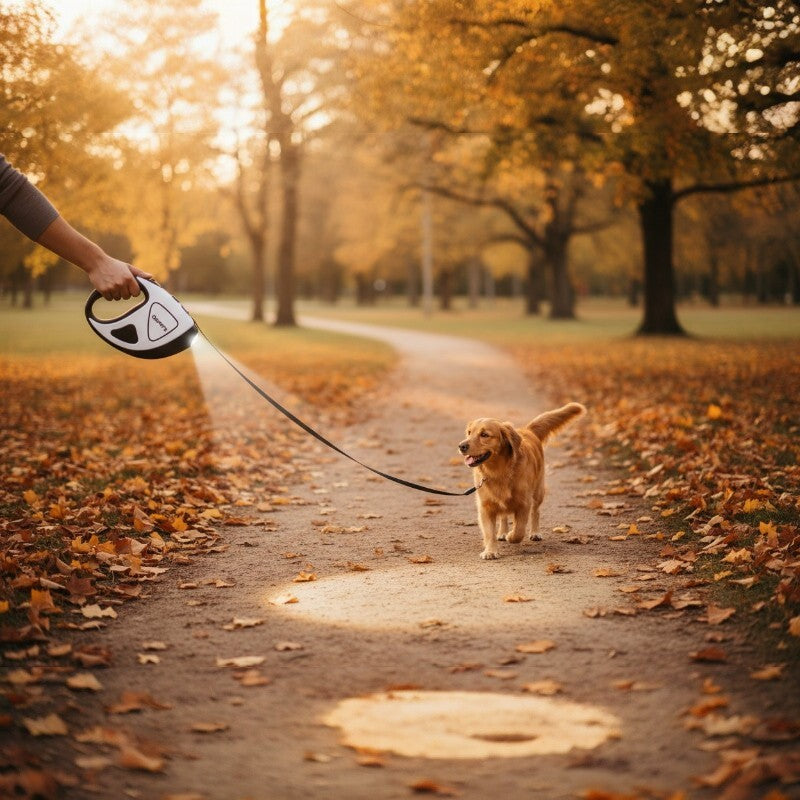 Laisse Rétractable pour Chien avec Lumière LED de Sécurité™