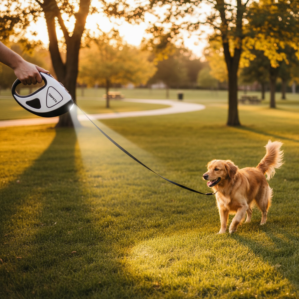 Laisse Rétractable pour Chien avec Lumière LED de Sécurité™