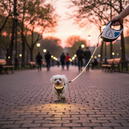 Laisse Rétractable pour Chien avec Lumière LED de Sécurité™