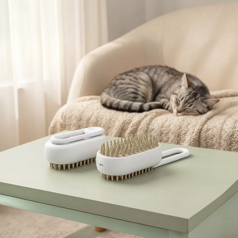 Brosse Vapeur 3-en-1 pour Chat – Brossage, Vapeur & Massage™